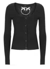 Pinko Cropped Cardigan With Bird Logo On The Back In Black