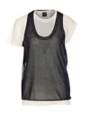 Pinko Layered Round Neck Sheer Overlay Short Sleeves In Black