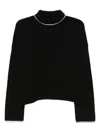 Pinko High-neck Cropped Sweater In Black