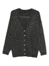 Pinko Dark Grey Knitted Cardigan With V-neckline In Gray