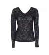 Pinko V-neck Long Sleeve Fitted Knitwear Top In Black
