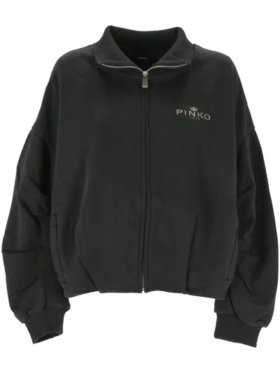 Pinko Zip-up Sweatshirt In Black
