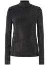 Pinko Koch Maglia Slim Fit Rhinestone Mockneck Top In Black