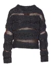Pinko Crew Neck Knitted Long Sleeves Sweater In Gray