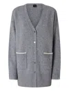 Pinko Cardigan Long À Col V In Gray