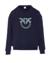 Pinko Nelly Sweatshirt With Love Birds Embroidery In Blue