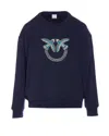 Pinko Nelly Sweatshirt With Love Birds Embroidery In Blue