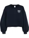 Pinko Embellished Love Birds Cropped Sweatshirt In Blue