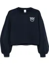 Pinko Embellished Love Birds Cropped Sweatshirt In Blue