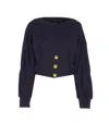 Pinko Cropped Knitwear With Corset And Gold Buttons In Blue