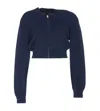 Pinko Technical Fabric Short Sweatshirt With Raised Logo And Zip In Blue