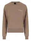 Pinko Crew Neck Knitwear Sweater With Logo Detail In Brown
