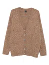 Pinko Bouclé Fabric Cardigan With Rhinestones In Brown