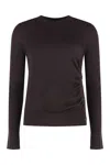 Pinko Wool Sweater With Crew-neck And Button Detail In Brown