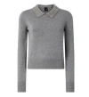 Pinko Sweater With Collar And Rhinestones In Gray