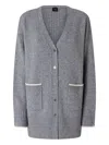 Pinko Long V-neck Cardigan In Gray
