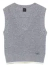 Pinko Sleeveless Grey Knit Sweater Vest In Gray