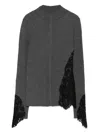 Pinko Samoa Lace-insert Ribbed Sweater In Gray