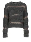 Pinko San Domino Pattern Sweater With Lurex Thread Inserts In Gray