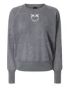 Pinko Knitted Sweater With Love Birds Logo In Gray