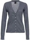 Pinko V-neck Wool Cardigan In Grey