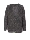 Pinko Erbaceo V-neck Knitted Cardigan In Grey