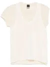 Pinko Semi-trasparent 'mark' T-shirt In White And Beige Cotton In Multicolor