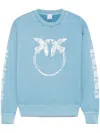 Pinko 'mindelo' Light Blue Sweatshirt With Logo Print On The Front And Sleeves In Multicolor