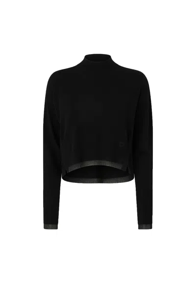 Pinko Wool And Cashmere Blend Sweater With Unique Design And Sophisticated Finish In Black
