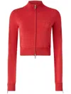 Pinko Cropped Sweatshirt In Technical Fabric In Rosso E Bianco