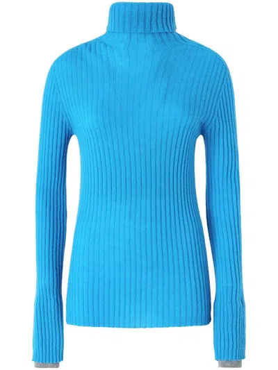 Pinko Kanaani Maglia Ribbed Jumper In Turquoise/grey