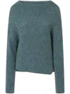 Pinko Multicolor Asymmetrical Ribbed Sweater In Verde/azzurro
