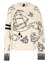 Pinko Patterned Crew-neck Sweater In White