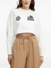 Pinko Checkered Sequin Cropped Sweater In Neutral
