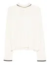Pinko High Neck Knit Sweater In Wool In White