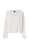 Pinko Pull Col V En Côtes Anglaises In White