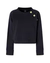 Pinko Crewneck Knitwear With Gold Logo Buttons In Black
