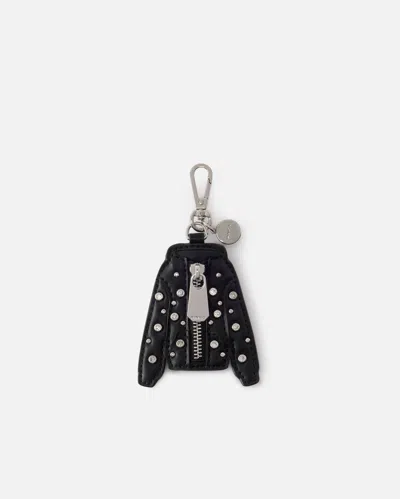 Pinko Charm Portachiavi Felpa Con Borchie E Zip In Black