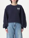 Pinko Cropped Sweatshirt With Voluminous Sleeves In Blue