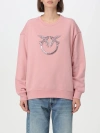 Pinko Crew Neck Sweatshirt With Love Birds Jewel Embroidery In Pink