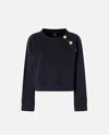 Pinko Crewneck Knitwear With Gold Logo Buttons In Blue