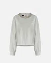 Pinko Sweatshirt With Jewel Embroidery On The Neck In Gris Pluie Fine