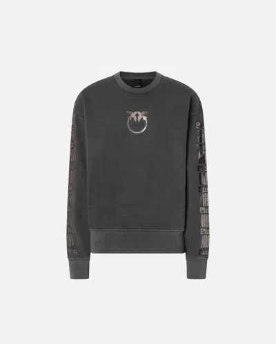 Pinko Sweatshirt With Laminated Print In Gray