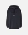 Pinko Sweatshirt With Logo Embroidery And Hood In Noir Caviar