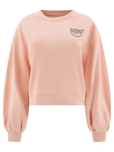 Pinko Sweatshirt With Wide Sleeves And Love Birds Jewel Embroidery