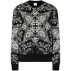 Pinko Cotton Sweatshirt With Bandana Print In Black