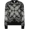 Pinko Cotton Sweatshirt With Bandana Print In Black