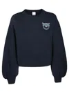 Pinko Cropped Sweatshirt With Voluminous Sleeves In Blue