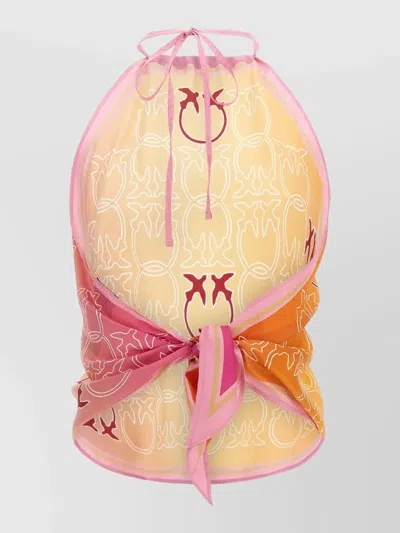 Pinko Synchro Halterneck Top Knot Tie Design In Multi