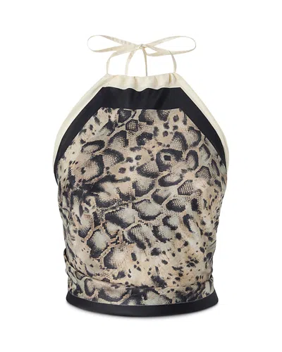 Pinko Tie-detail Animal-print Blouse In Multi